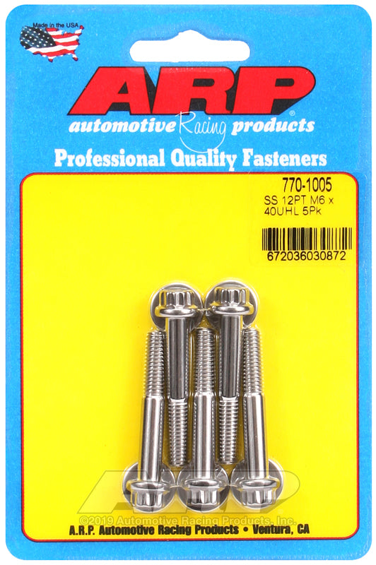 ARP M6 x 1.00 x 40 12pt SS bolts