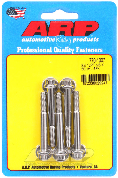 ARP M6 x 1.00 x 50 12pt SS bolts
