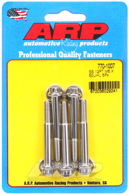 ARP M6 x 1.00 x 50 12pt SS bolts