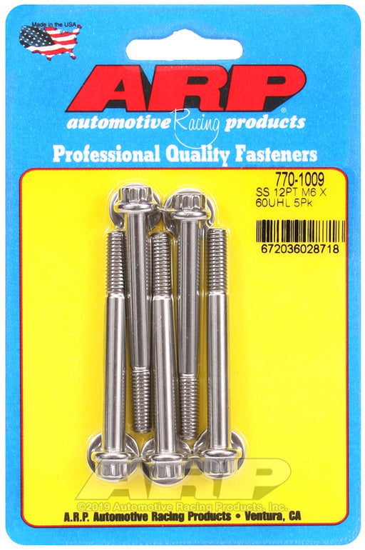ARP M6 x 1.00 x 60  12pt SS bolts