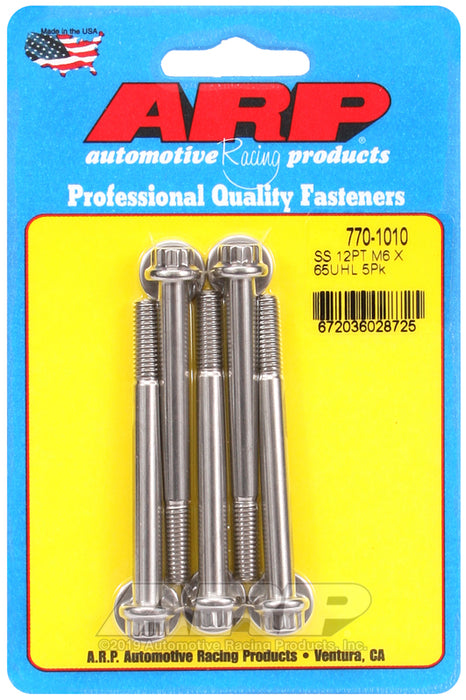 ARP M6 x 1.00 x 65 12pt SS bolts