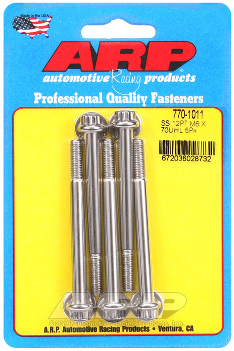 ARP M6 x 1.00 x 70 12pt SS bolts