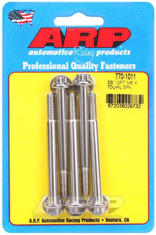 ARP M6 x 1.00 x 70 12pt SS bolts