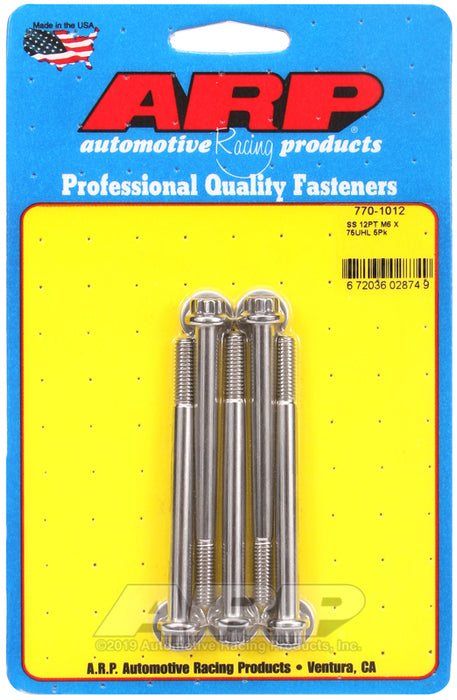 ARP M6 x 1.00 x 75 12pt SS bolts