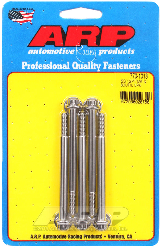 ARP M6 x 1.00 x 80 12pt SS bolts