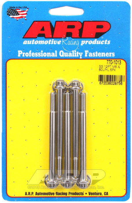 ARP M6 x 1.00 x 80 12pt SS bolts