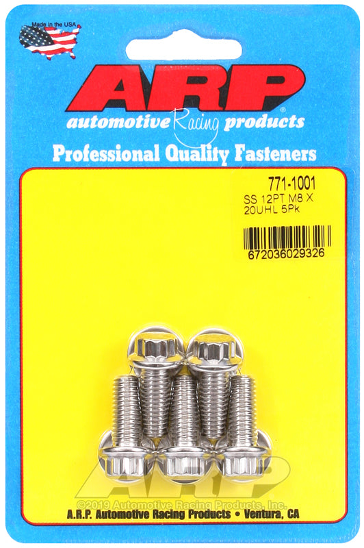 ARP M8 x 1.25 x 20 12pt SS bolts