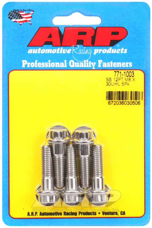 ARP M8 x 1.25 x 30 12pt SS bolts