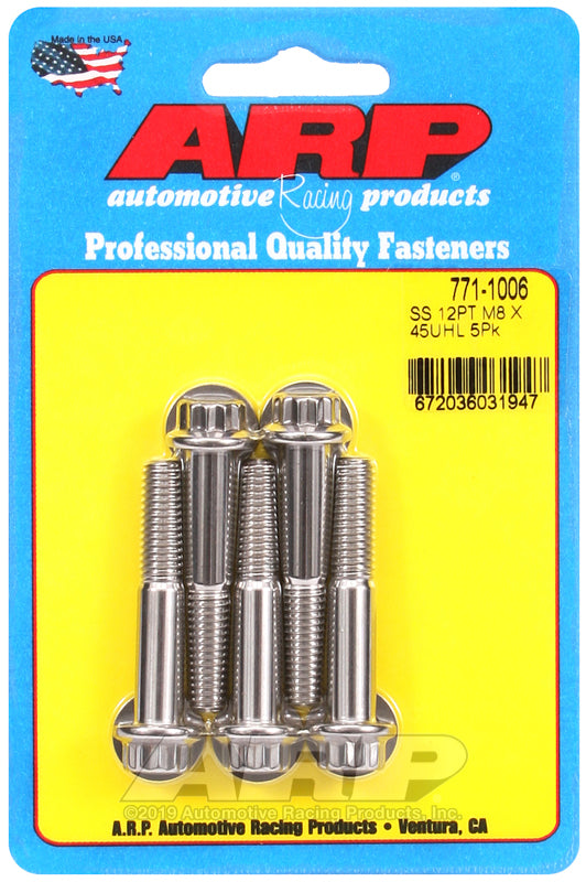 ARP M8 x 1.25 x 45 12pt SS bolts