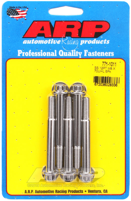 ARP M8 x 1.25 x 70 12pt SS bolts