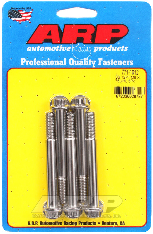 ARP M8 x 1.25 x 75 12pt SS bolts