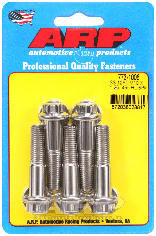 ARP M10 x 1.25 x 45 12pt SS bolts