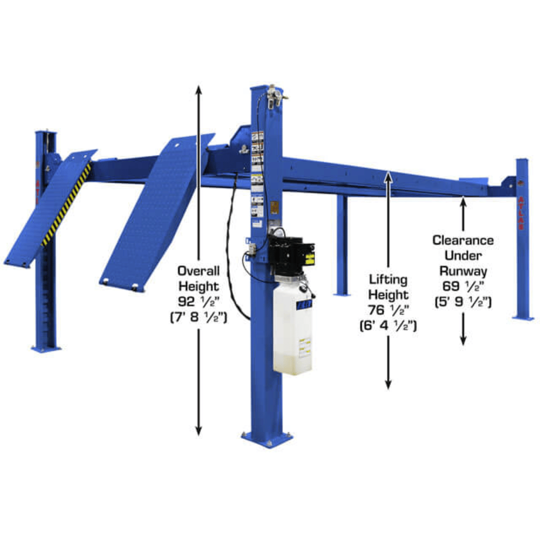 Atlas Platinum PVL14 4-Post Lift + RJ7000 Rolling Bridge Jacks ALI Certified Combo