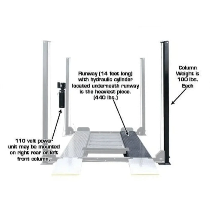 Atlas Garage PRO8000EXT Extra Tall 4 Post Portable Car Lift Hobbyist 8,000 lb. - Mechanic Super Store