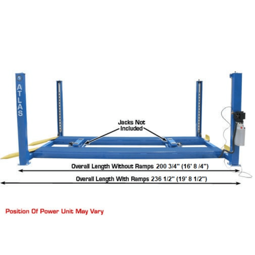 Atlas 412 12,000 lb Commercial  4-Post Lift + RJ6 Jacks Combo