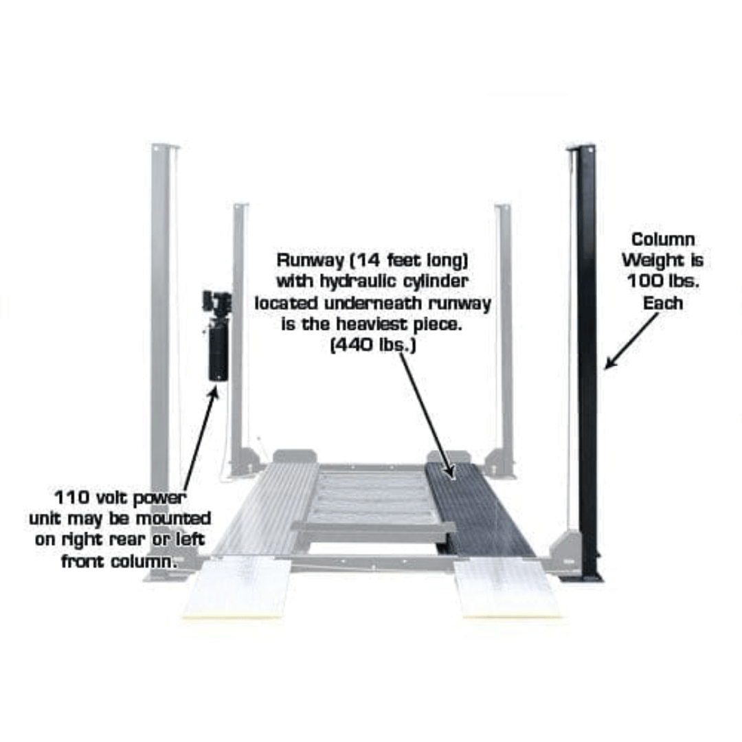 Atlas Garage PRO8000EXT 4 Post Lift + RJ35 Sliding Jacks Combo