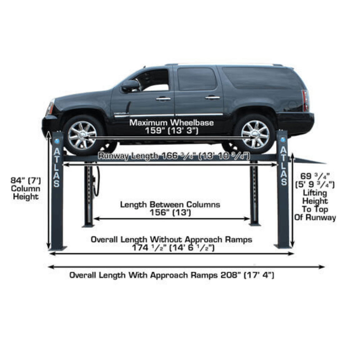 Atlas PREMIUM 408SL 4 Post Lift + RJ35 Sliding Jacks Combo