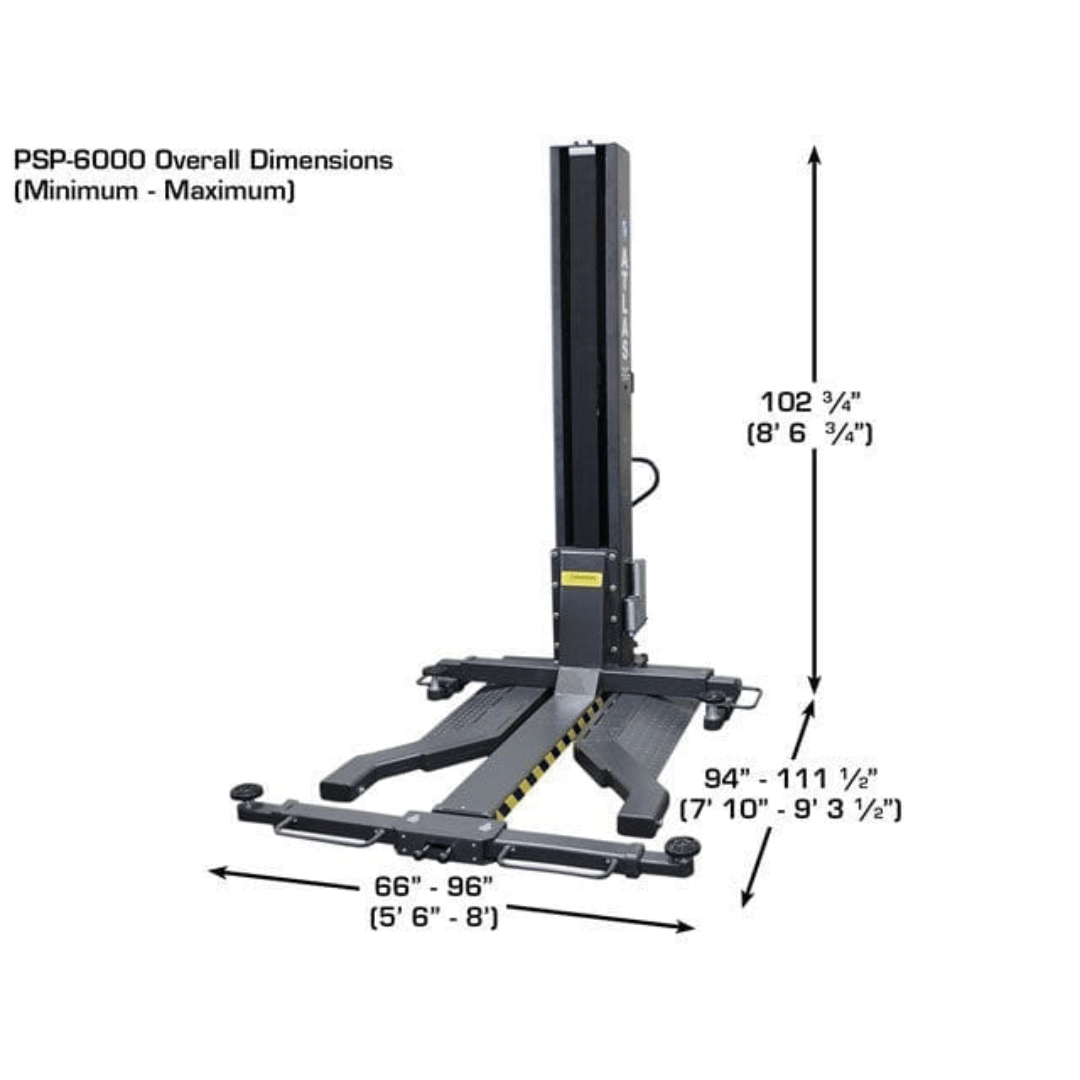 Atlas PSP-6000 6,000 lb Portable Single Post Lift
