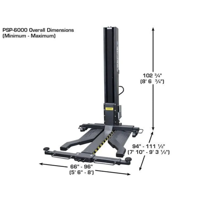 Atlas PSP-6000 6,000 lb Single Post Portable Car Lift - Mechanic Super Store