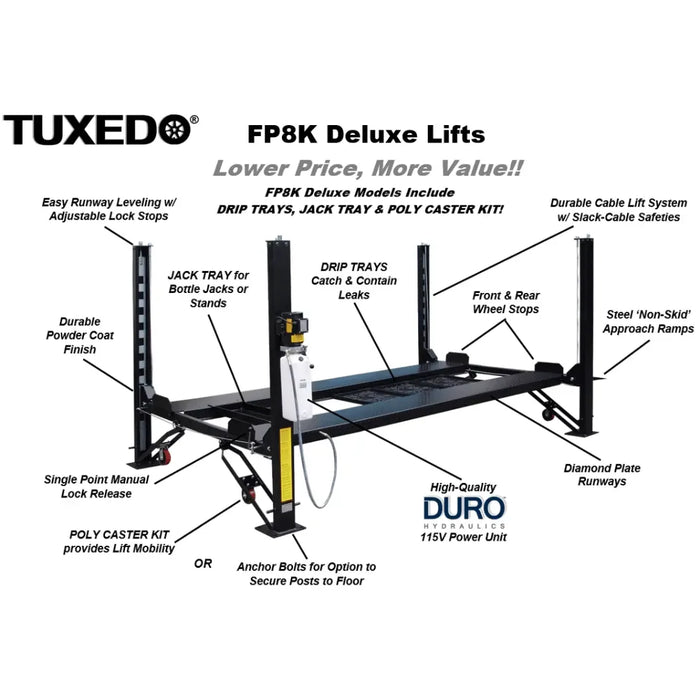 Valor VP8K-DX 8,000 lb 4 Post Deluxe Storage Lift - Mechanic Super Store