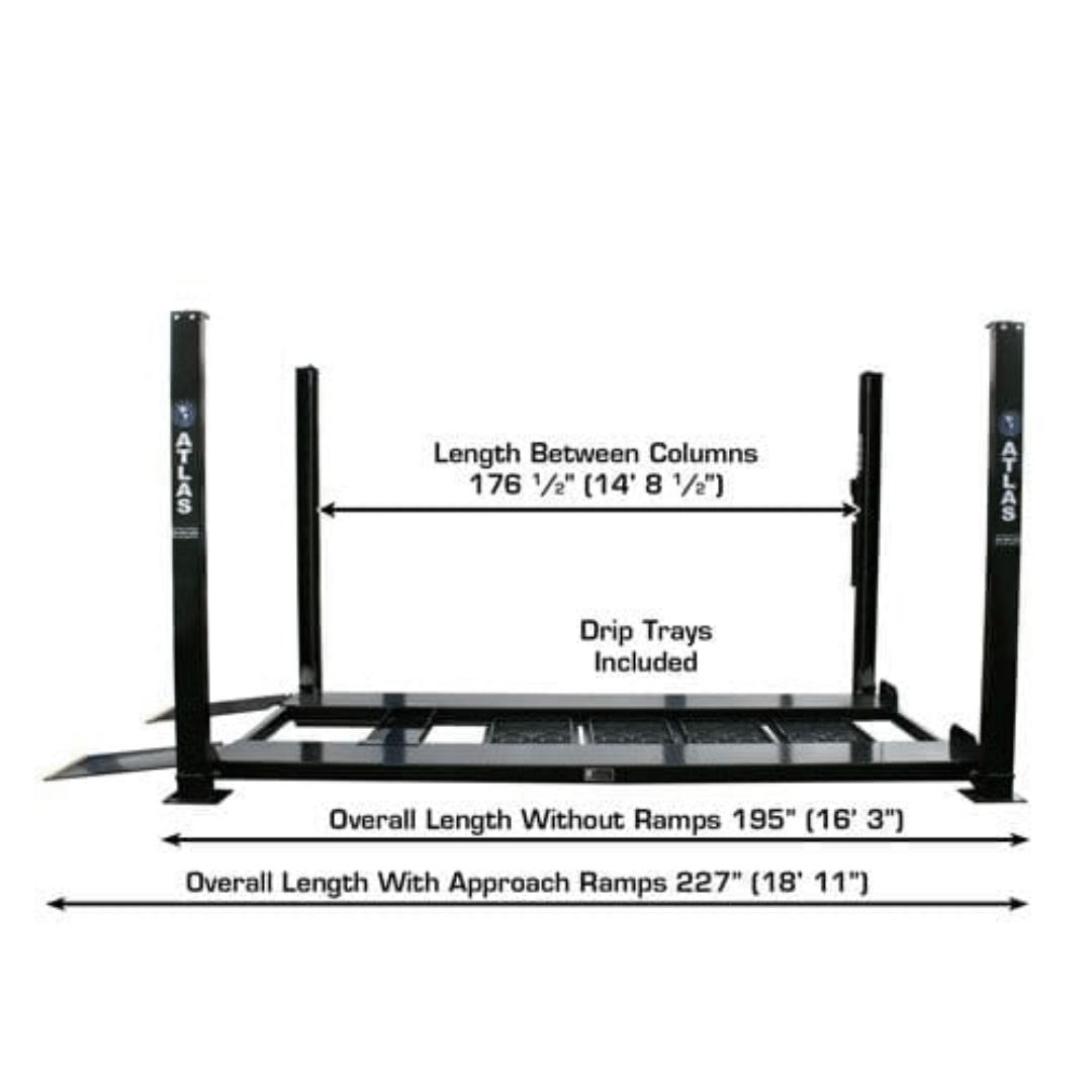 Atlas Garage PRO8000EXT-L 4 Post Lift + RJ35 Sliding Jacks Combo