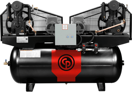 CHICAGO PNEUMATIC RCP-C15123D4 2 X 7.5 HP 460 VOLT THREE PHASE TWO STAGE CAST IRON 120 GALLON DUPLEX AIR COMPRESSOR