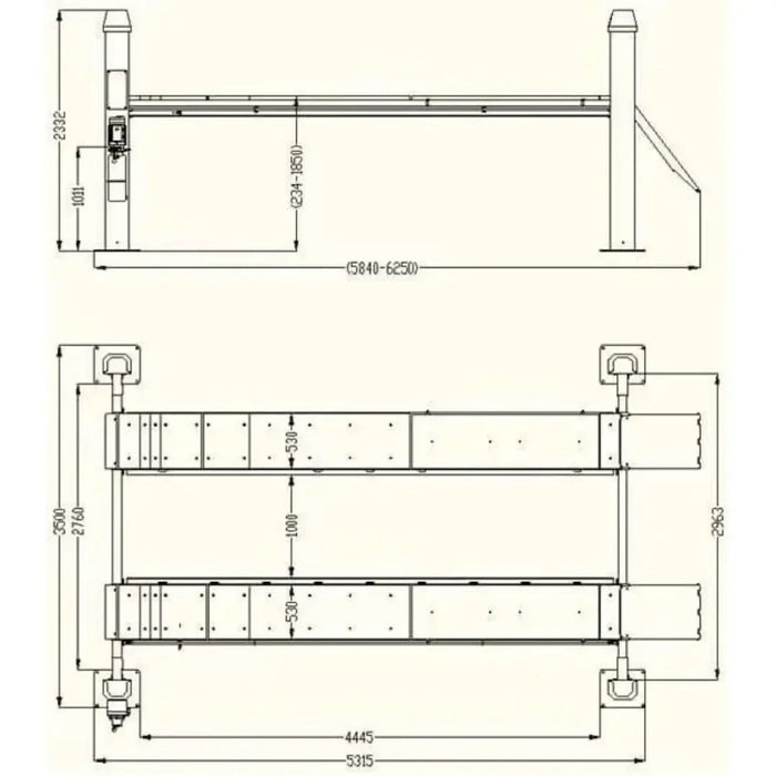 Katool KT-4H150 15,000 lbs 4 Post Alignment Lift With Rolling Jack - Mechanic Super Store