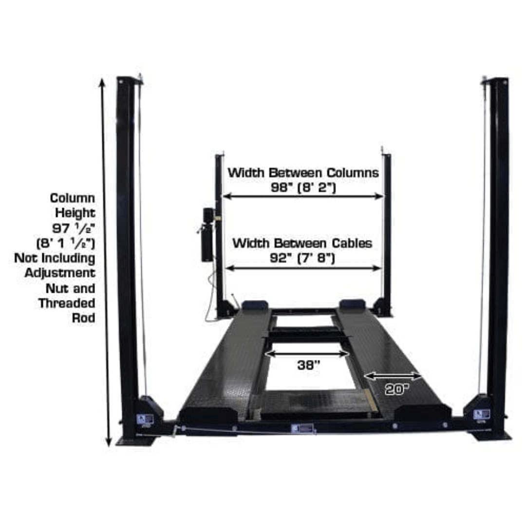 Atlas Garage PRO8000EXT-L 4 Post Lift + RJ35 Sliding Jacks Combo