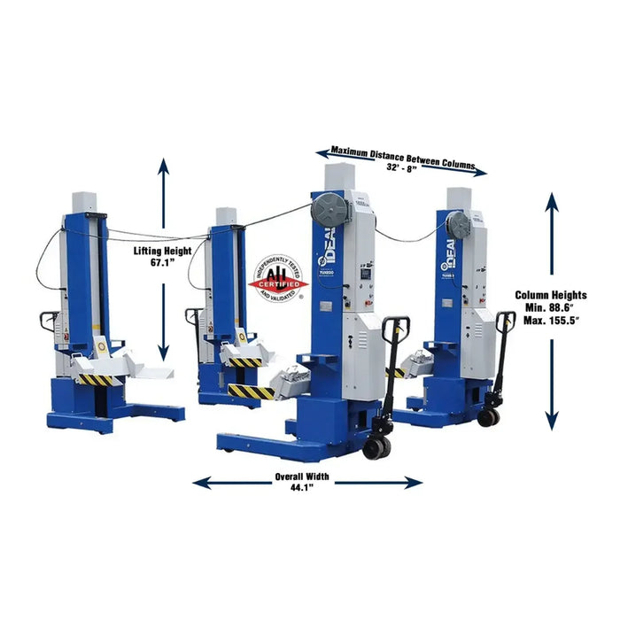 iDEAL MSC-13K-B-452 Mobile Single Column Lift - Mechanic Super Store
