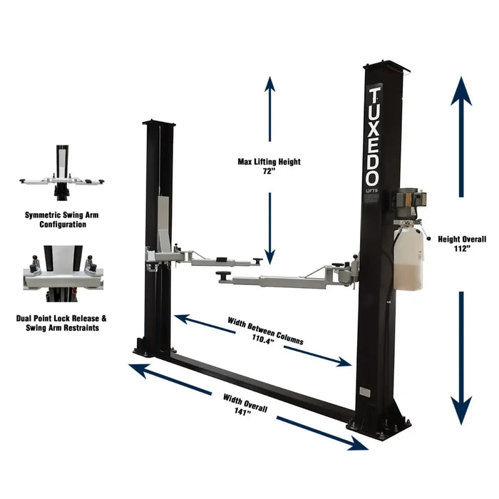 Valor - VP9KF-TUX 9,000 lb 2 Post Floor Plate - Symmetric - Mechanic Super Store