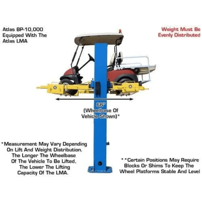 Atlas BP8000 2 Post Car Lift + Lawn Mower Adapter Combo - Mechanic Super Store