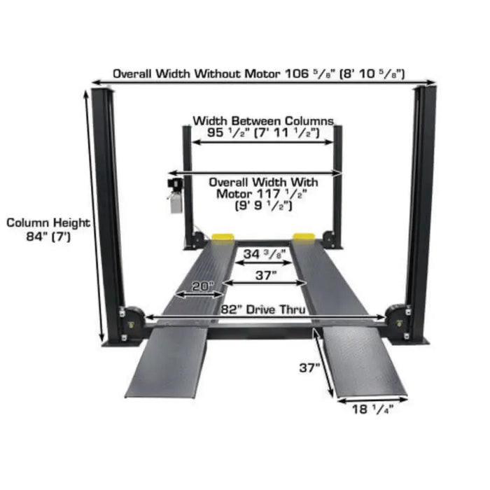 Atlas PREMIUM 408SL 4 Post Lift + RJ35 Sliding Jacks Combo - Mechanic Super Store