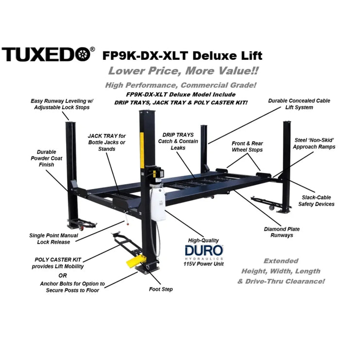 Valor VP9K-DX-XLT 9,000 lb 4 Post Deluxe Storage Lift - Mechanic Super Store