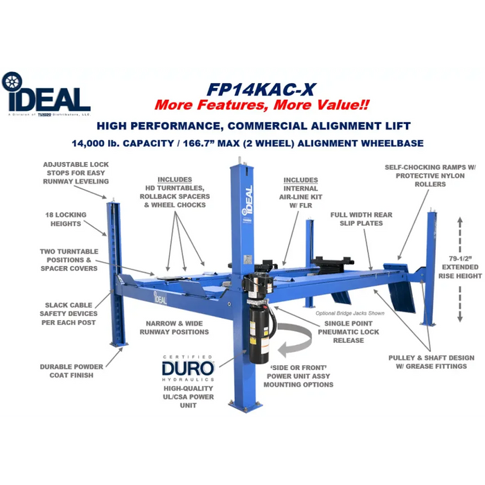 iDEAL FP14KAC-X 4 Post Alignment Lift - Mechanic Super Store