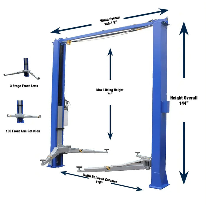 Valor VP11KC-DX 11,000 lb 2 Post Clear Floor - Mechanic Super Store