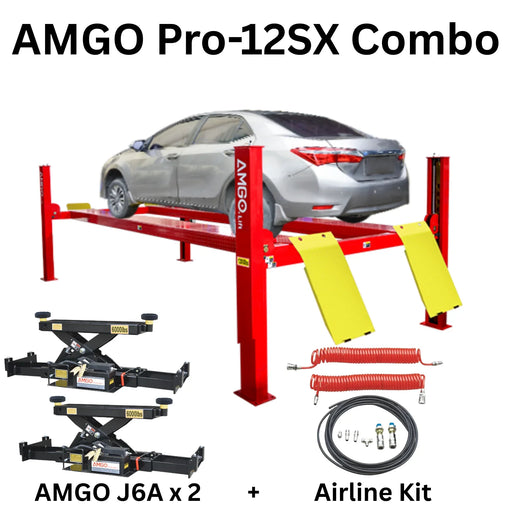 Amgo PRO-12SX 12,000 lb. 4 Post Lift Truck Service Combo - Mechanic Super Store