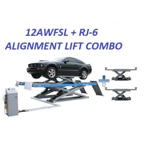 Atlas 12AWFSL Alignment Scissor Lift and RJ-6 Rolling Jack Combo - Mechanic Super Store
