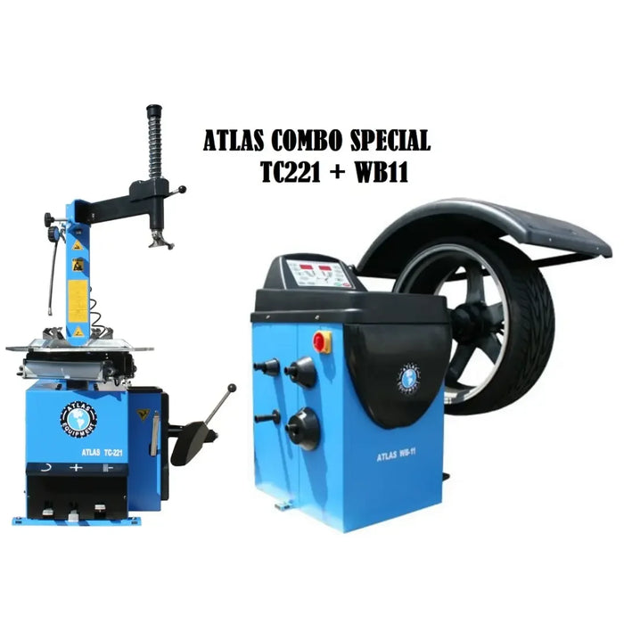Atlas TC221 Tire Changer + WB11 Wheel Balancer Economy Combo Package - Mechanic Super Store