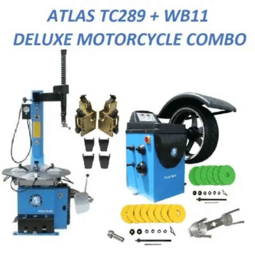 Atlas TC289 Tire Changer + WB11 Wheel Balancer Deluxe Motorcycle Combo Package
