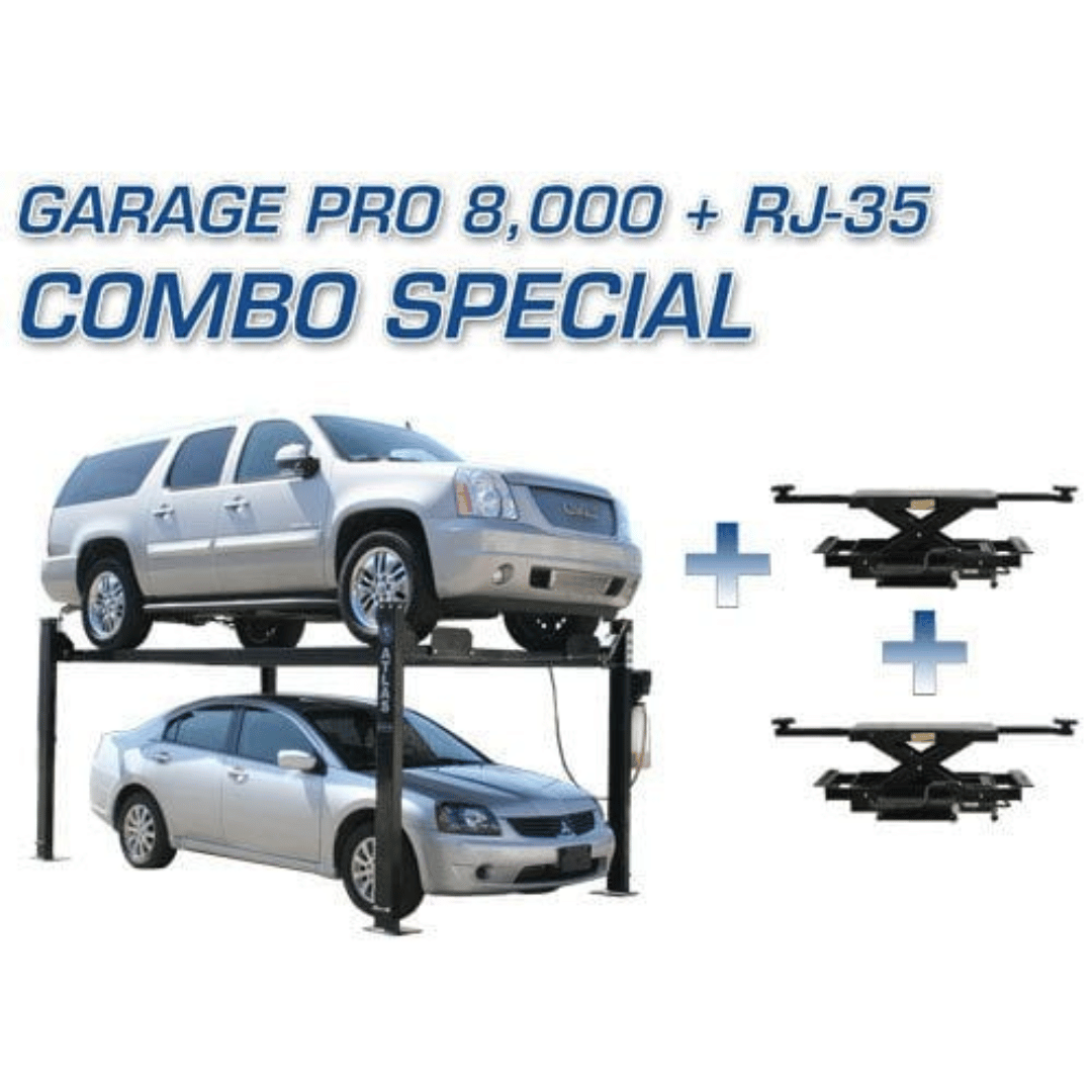 Atlas Garage PRO8000 4 Post Lift + RJ35 Sliding Jacks Combo