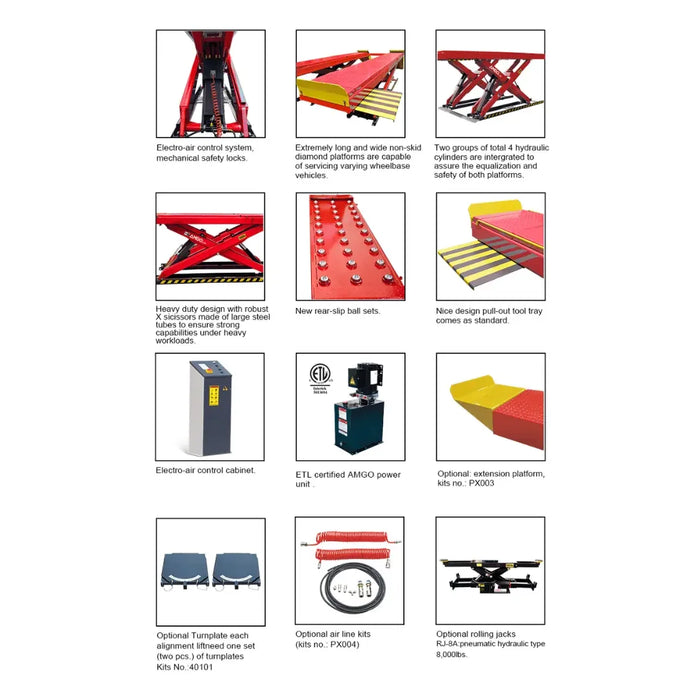 Amgo AX-16A 16,000 Lb Alignment Scissor Lift - Mechanic Super Store