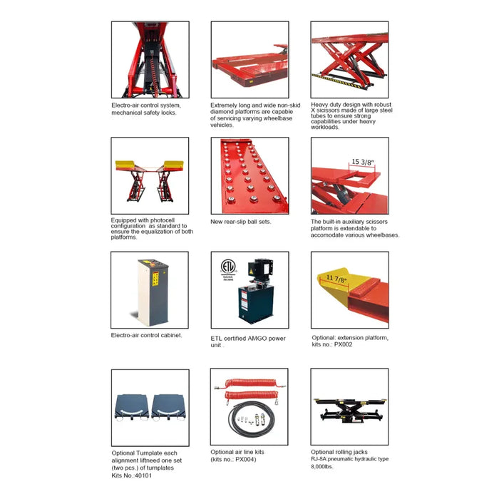 Amgo DX-12A 12,000 Lb Scissor Alignment Lift - Mechanic Super Store