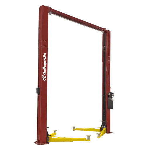 Challenger Lifts E15 15000 lbs Symmetric Heavy-Duty 2 Post Car Lift shown on a halo white background by  Mechanic Super Store