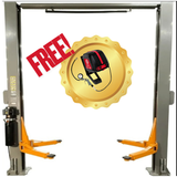 Triumph NTO-11A 11,000 lb. 2 Post Lift offered with a free wall-mounted air compressor.