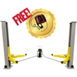 triumph 2 post car lift for sale for garage with a free retractable wall-mount air compressor promotion.