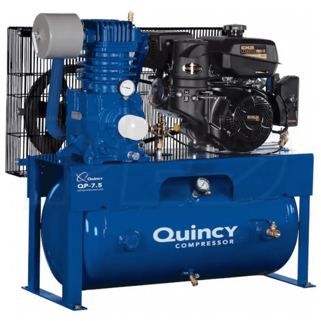 Quincy QP 14-HP 30-Gallon Pressure Lubricated Two-Stage Truck Mount Air Compressor w/ Electric Start Kohler Engine