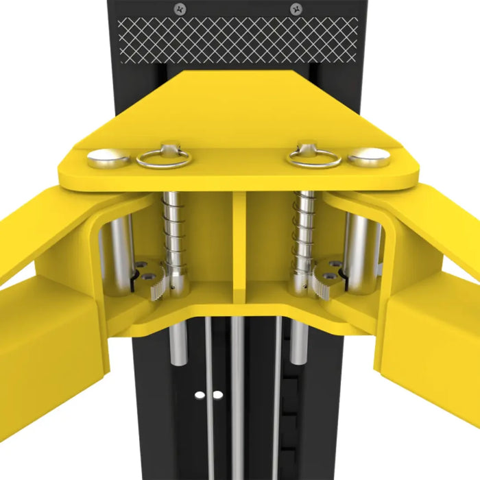 10,000 lb Capacity GrandPrix GP-10C 2 Post Lift up close image on a white background of the main joint of the support arms.