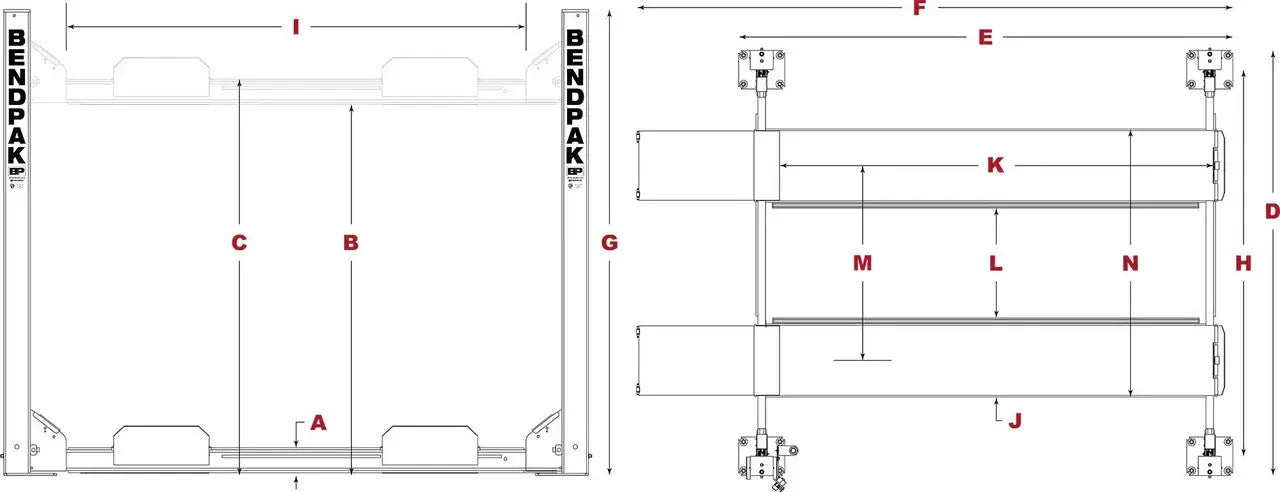 BendPak HD-7P 7,000 lb. 4 Post Lift - Mechanic Super Store