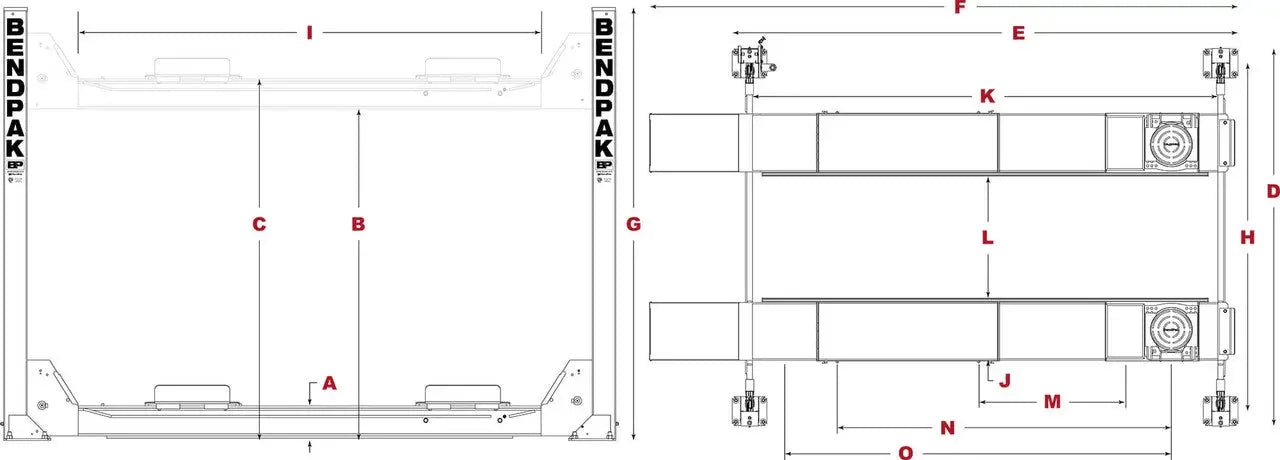 BendPak HDS-14LSXE 14,000 lb. 4 Post Alignment - Limo Extended - Mechanic Super Store