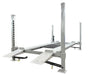 Triumph NOS10000 10,000 lb Service Storage 4 Post Automotive Lift shown lifted mid-level with ramps extended on a white background product page - Mechanic Super Store Car Lift